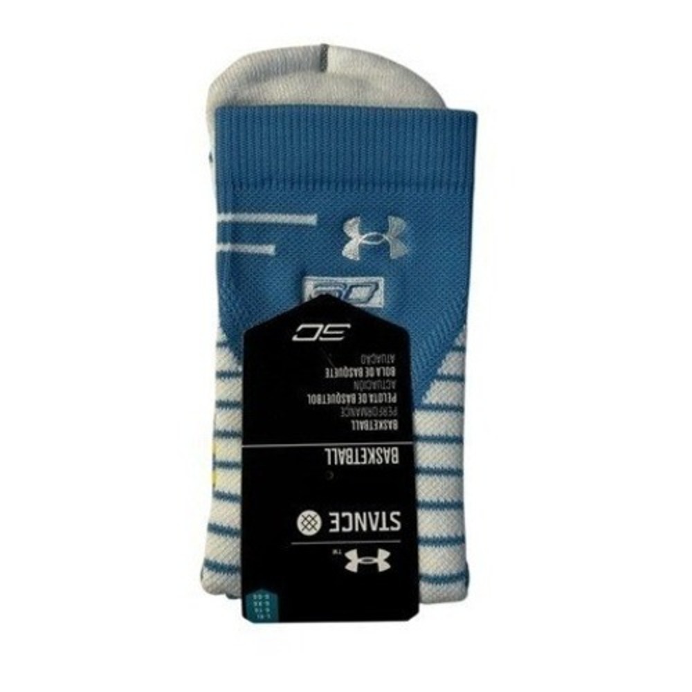 Under Armour Stance Dri Fit Crew Socks Mens Large 9-11 Blue White Basketball New